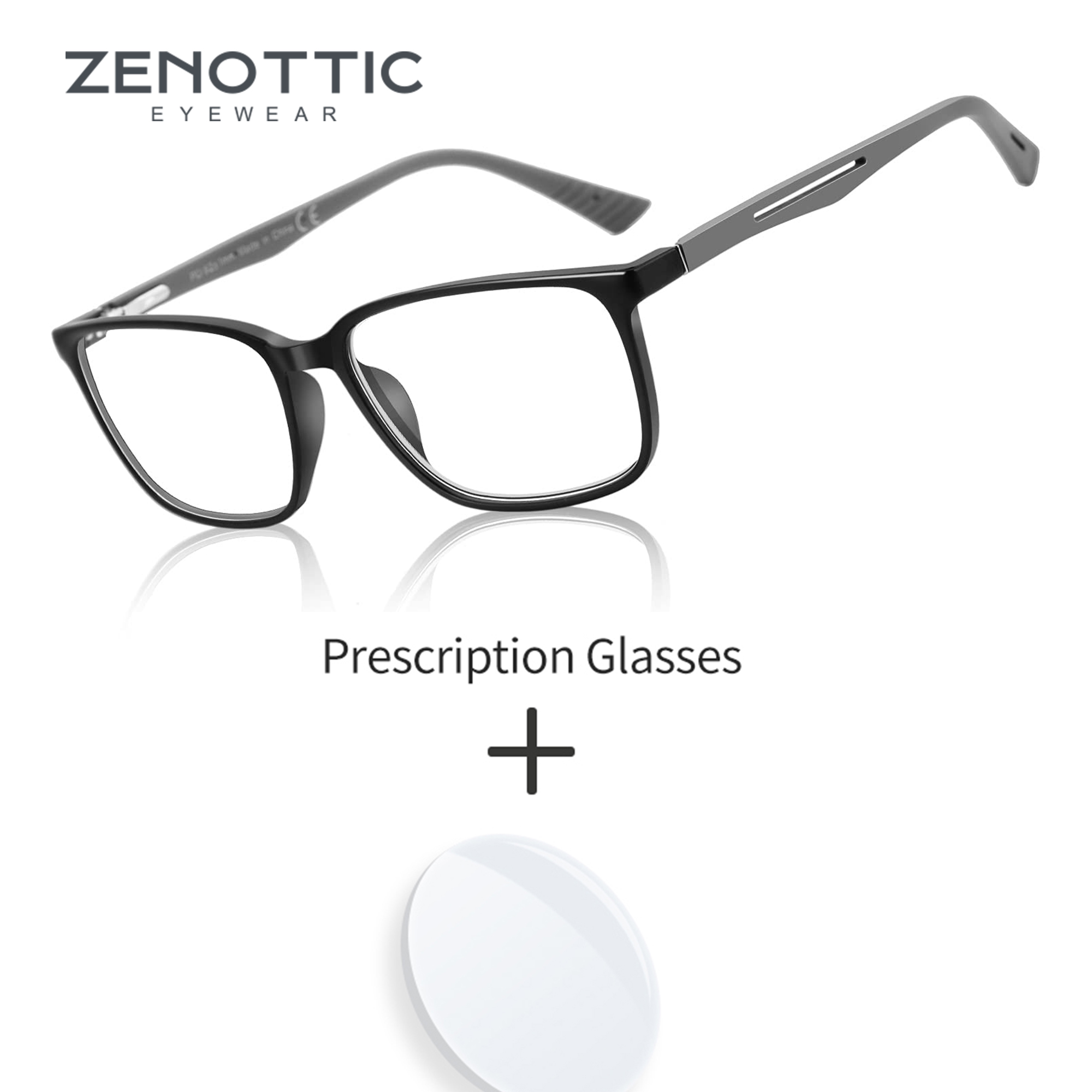 ZENOTTIC Fashion Square Prescription Glasses Anti Blue Light Photochromic Myopia Hyperopia Progressive Eyeglasses for Women Men
