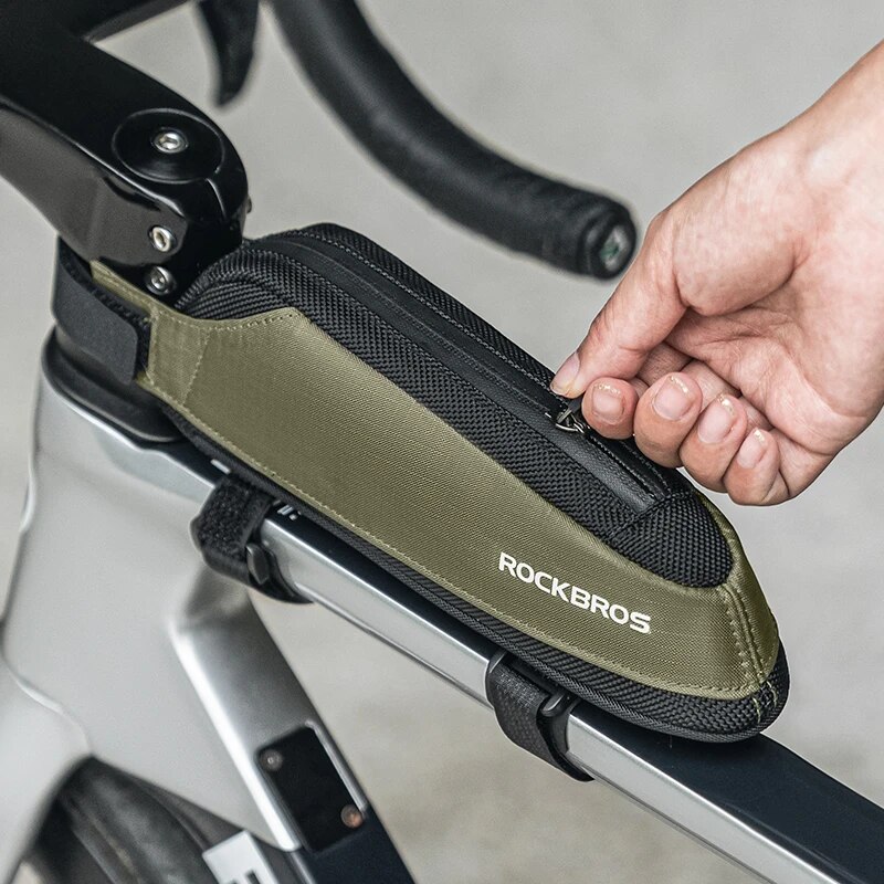 ROCKBROS tas peralatan sepeda portabel, tas pipa atas bawah sepeda MTB, tas peralatan ponsel reflektif ultra ringan