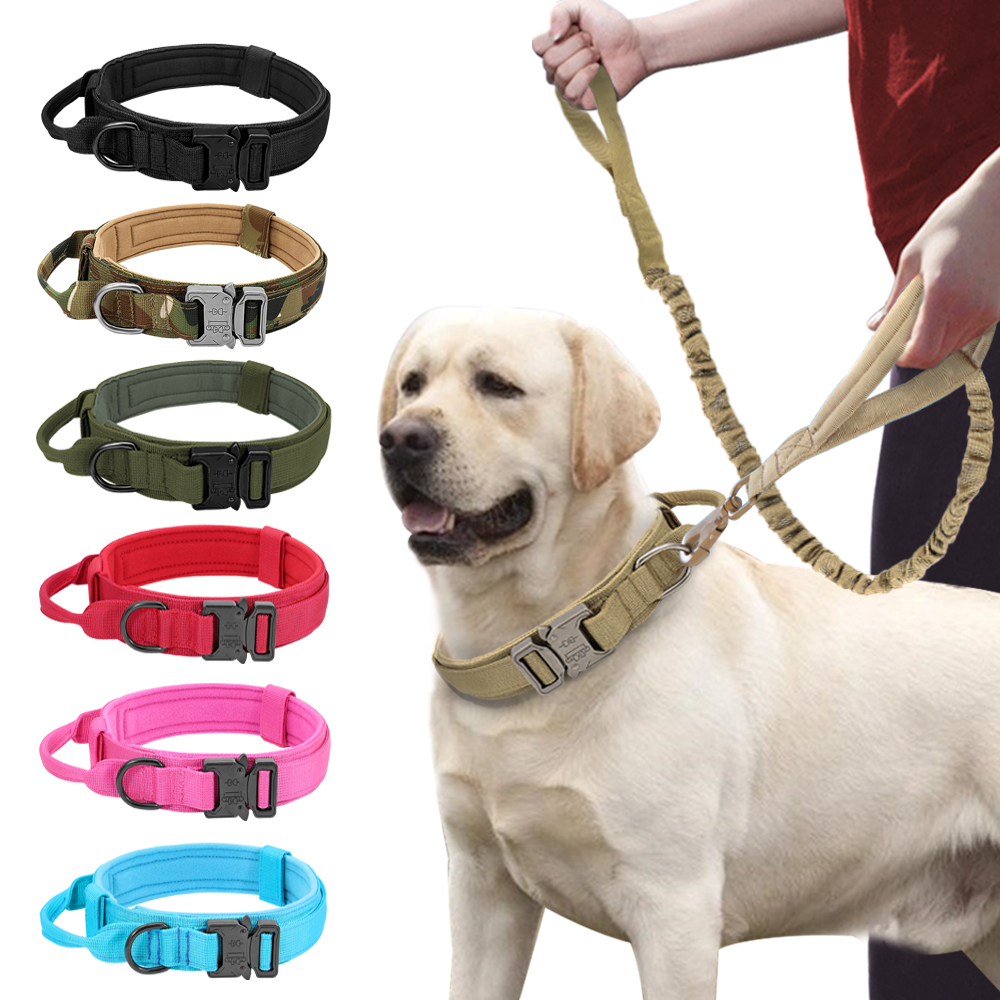 ทนทานทหารยุทธวิธีปลอกคอสุนัข Bungee Leash ชุดสัตว์เลี้ยงไนลอนการฝึกอบรมสําหรับสุนัขขนาดกลางขนาดใหญ่เยอรมัน Shepard