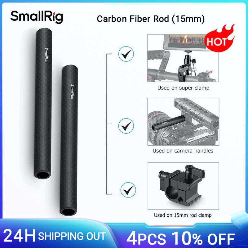 SmallRig 15mm pręt z włókna węglowego-6 ''długi na 15mm wspornik systemu (bez gwintu) pakiet pary-1872