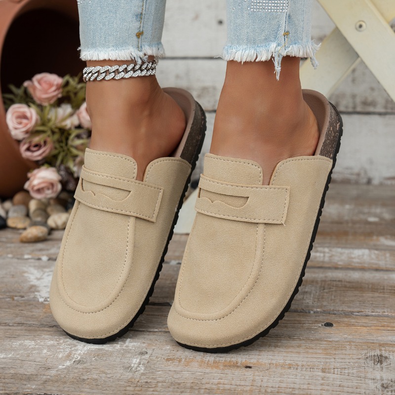 Neue Damen-Clogs für Frauen, modische Kork-Wildleder-Mules, klassische Kork-Antirutsch-Slipper für draußen mit Fußgewölbestütze