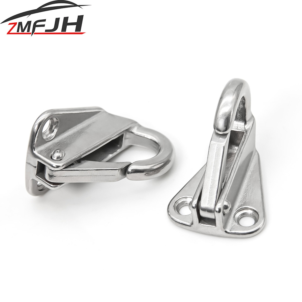 2PCS Stainless Steel Spring Locked Fender Hook Marine Boat Spring Snap Attach Rope Fending Hook Boat Hardware Accessories