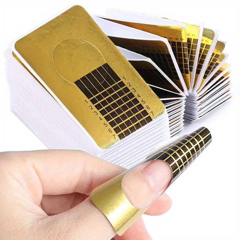 100 Stück quadratische goldene Nagelpapierhalter, Phototherapie-Nagelkristall, Nagelverlängerungspapierhalter