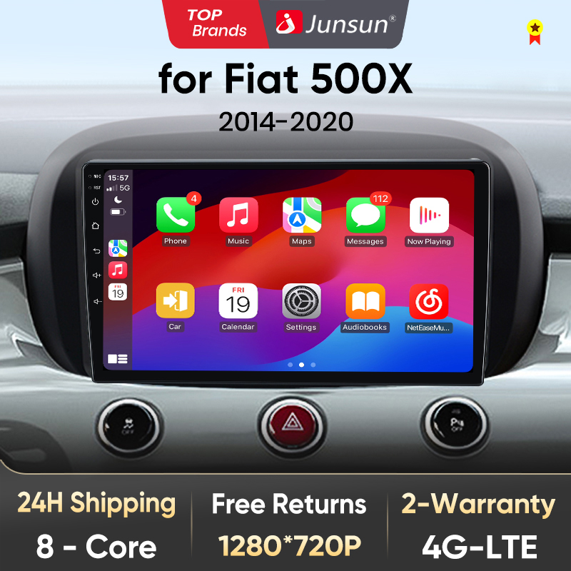 Junsun V1 Wireless CarPlay Android Auto Radio Per Fiat 500X 2014 2015 2016-2020 4G Auto Sistemi Intelligenti 2Din Autoradio GPS