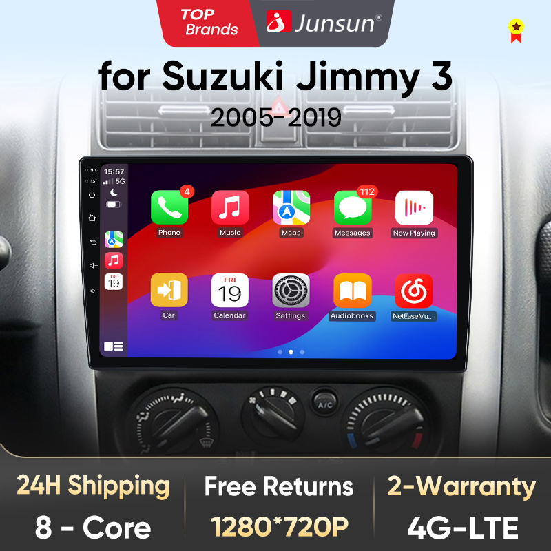 Junsun V1 CarPlay Nirkabel Android Radio Otomatis untuk Suzuki Jimny 3 2005 2006 2007 2008 2009-2019 4G Sistem Cerdas Mobil GPS DSP