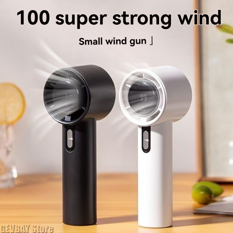 USB-Aufladbarer Mini-Handventilator Leistungsstarker Wind Ultra-Leiser Kleiner Elektroventilator 100 Geschwindigkeitsstufen 3000 mAh Kühl- und Eispack-Ventilator