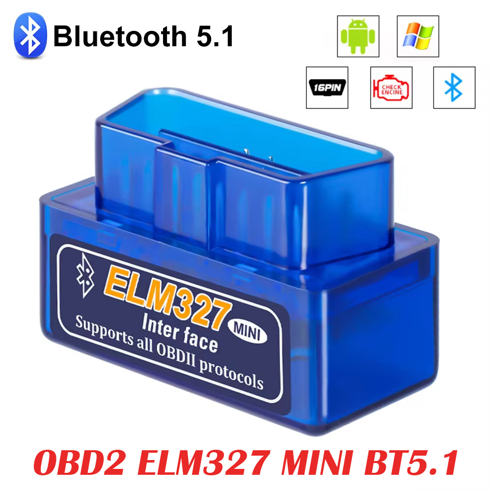 ELM327 Mini OBD2 Bluetooth 5.1 dla Android / IOS Skaner samochodowy ELM 327 Automatyczne narzędzia diagnostyczne OBDII V2.1 Adapter czytnika kodów skanowania