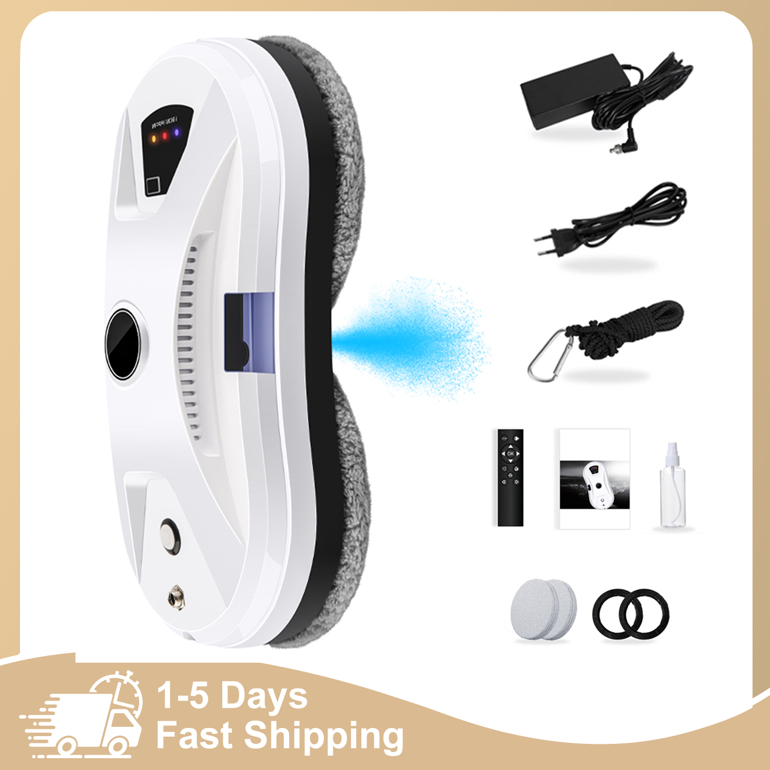 Robô de Limpeza de Janelas com Sucção de 5600Pa, Pulverizador Automático de Água Ultrassônico, Controle Remoto, Polidor de Vidros em Formato Z, Tanque de 30ml