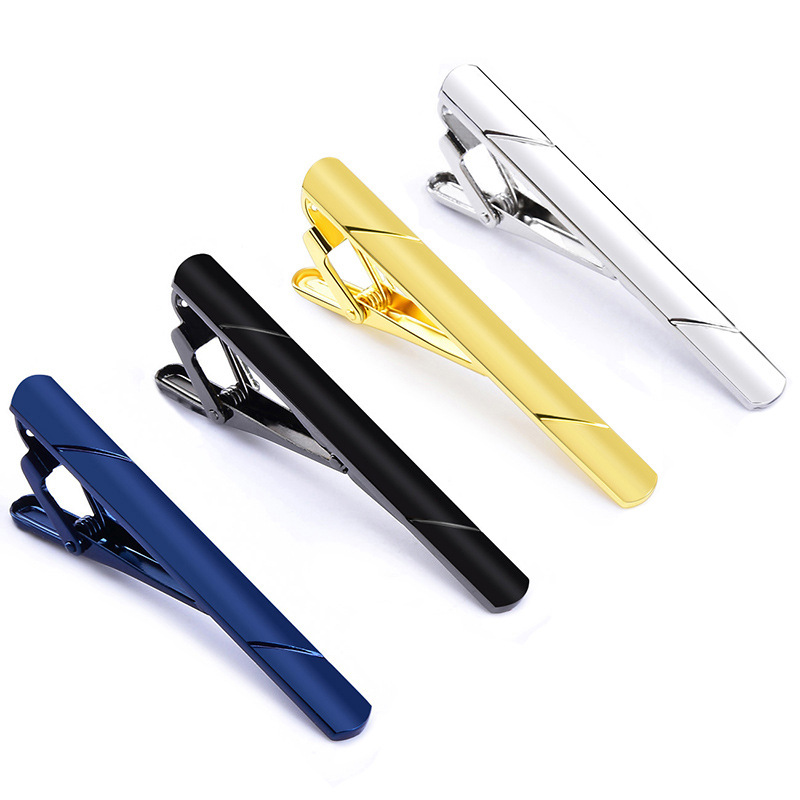 5.8x0.6cm clipe de gravata colorido para homens metal cobre simples barra fecho prático preto azul marinho gravata fecho