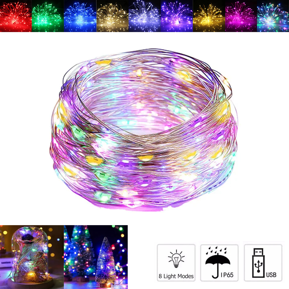 1m-10m USB Led String Licht 8-Modi wasserdichtes Kupfer Zuhause Weihnachten Schlafzimmer Hochzeit Dekoration Fee für Girlande Außenleuchten