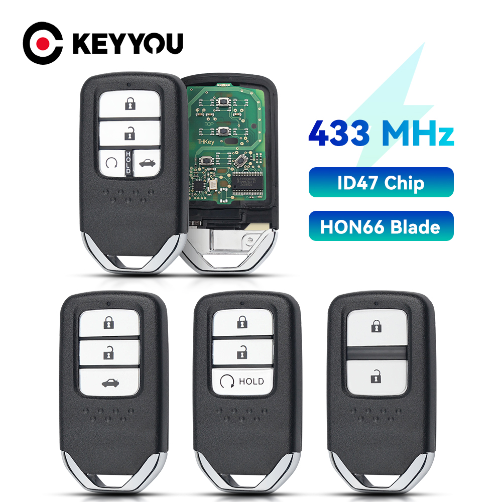 KEYYOU Per Honda Accord Piot CR-V Civic HRV 2016 2017 2018 2019 2020 433MHz ID47 Chip KR5V2X 2/3/4/5/6/7BNT Smart Chiave A Distanza Fob