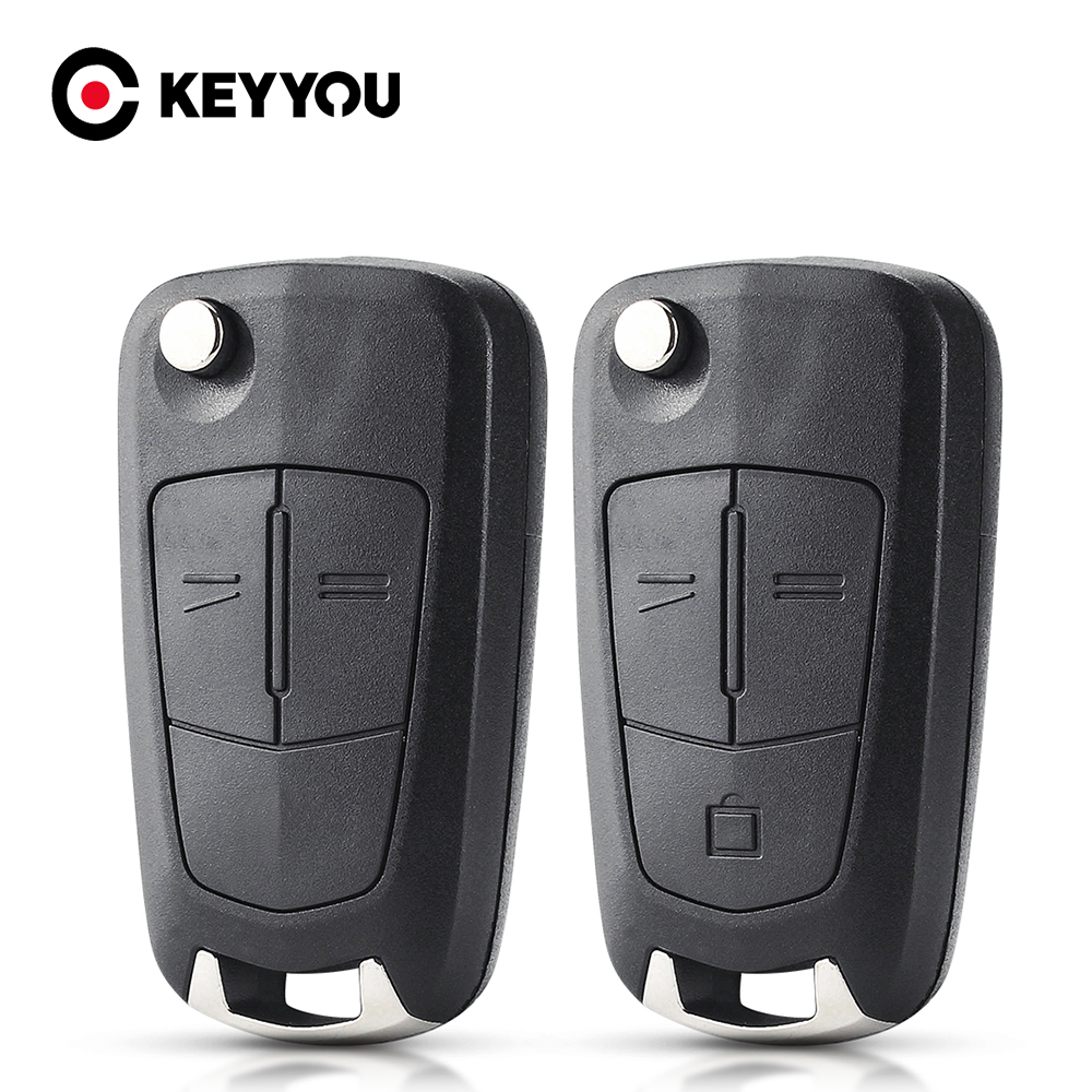 KEYYOU-carcasa de repuesto para llave de coche, carcasa abatible para Opel Astra H, Corsa D, Vectra C, Zafira 2, 3 botones, mando a distancia, funda en blanco, envío gratis