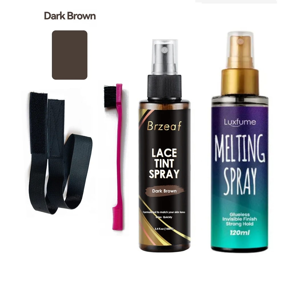 Spray de fusión de tinte de encaje, palo de cera para peluca, Control de bordes, cuidado del cabello, juego de instalación de peluca
