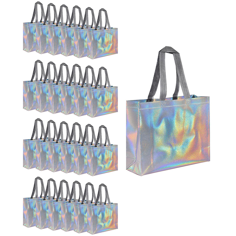 1/5/10 Uds. Bolsa de regalo reutilizable plateada bolsas de compras para comestibles se aplican a damas de honor fiesta de cumpleaños boda, suministros para despedida de soltero