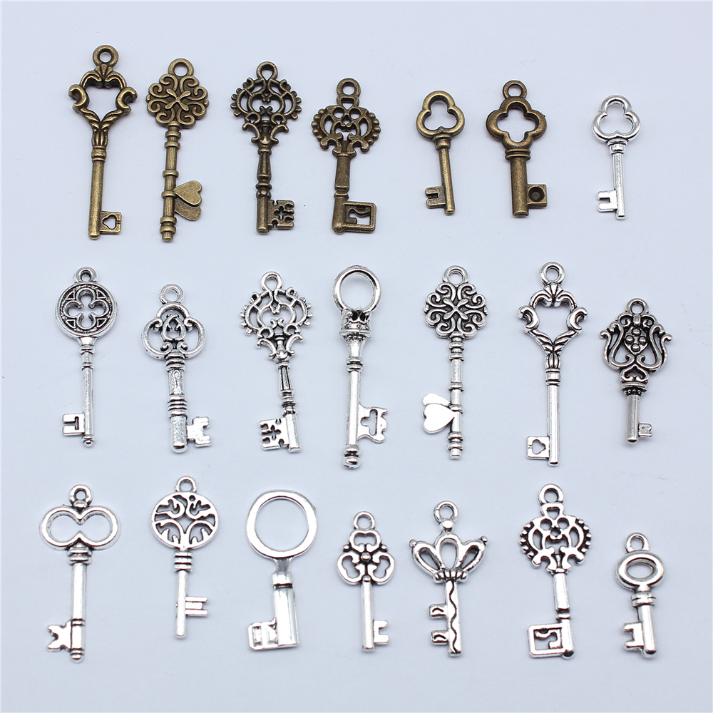 10 Stück Antik Bronze Silber Farbe Anhänger DIY Handwerk machen Erkenntnisse handgemachte tibetische Schmuck Schlüssel Charms für Schmuckherstellung