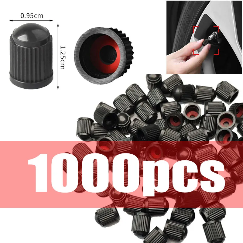 Válvula de plástico para neumático de coche, accesorio con tapas de 1000/4 piezas, con anillo de sellado O, con forma de cúpula, antipolvo, para bicicletas y motocicletas