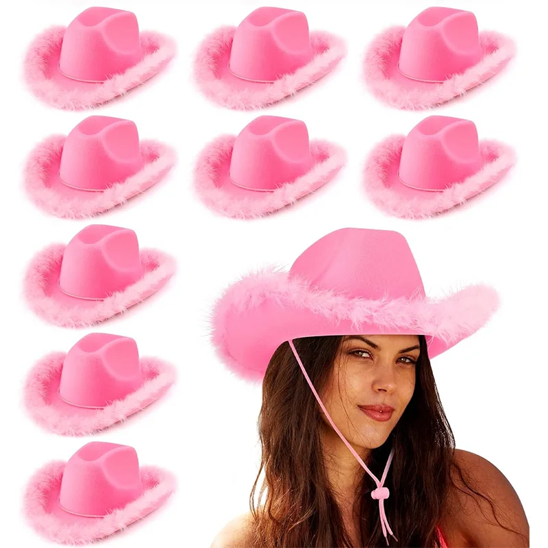 1PC Cowgirl Hat Feather Boa COSPLAY Prop for Women Girls Wedding Bachelorette Party Costume Accessories