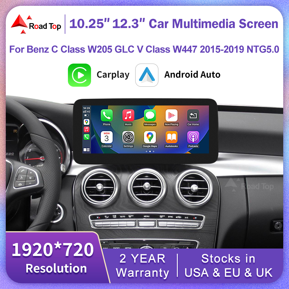 Pantalla Táctil Linux para Mercedes Benz Clase C W205 GLC V W447 2015-2019 GPS con Carplay Inalámbrico Android Auto Multimedia para Auto