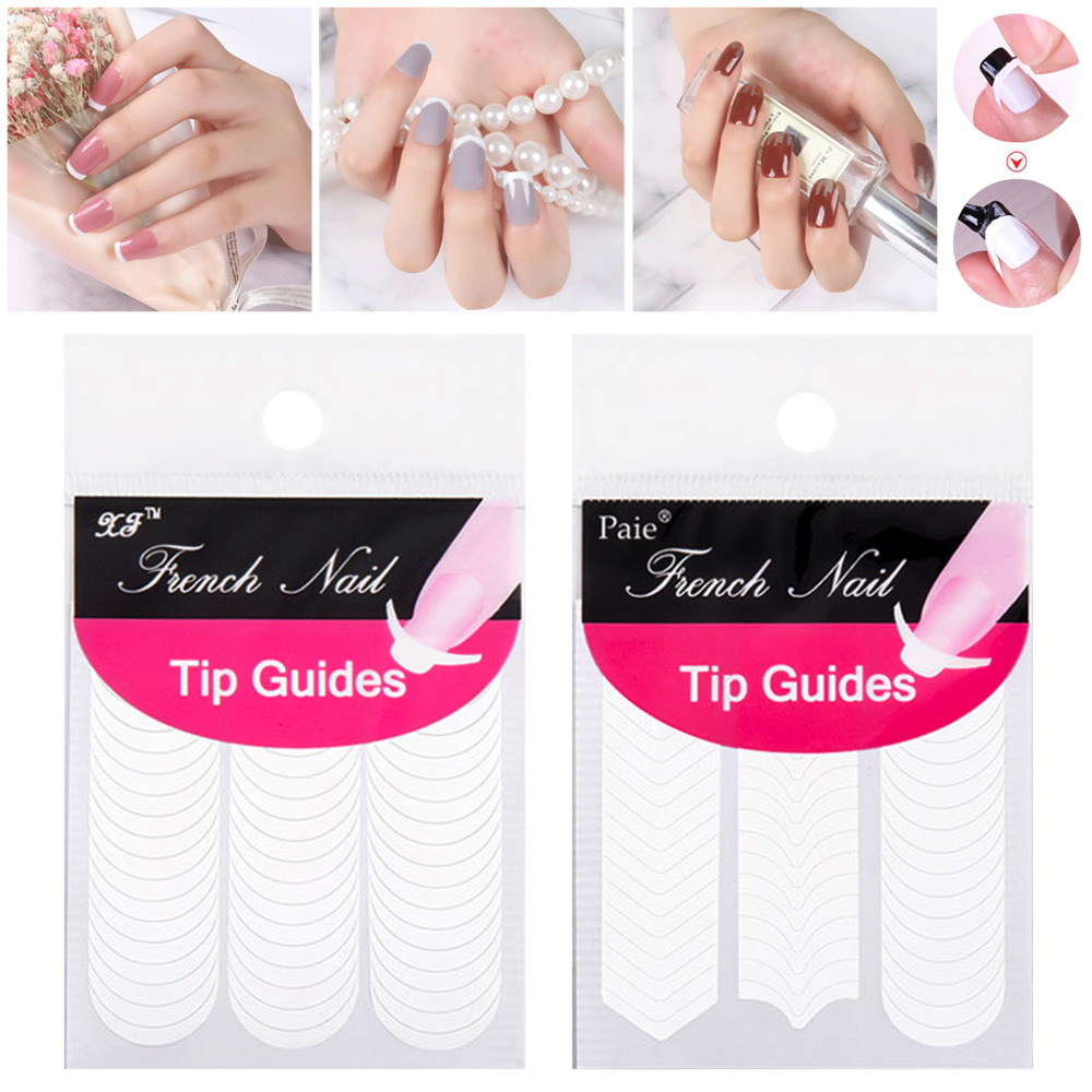 240 szt. Francuski Manicure naklejek na paznokcie szablony końcówki do paznokci owalne linie