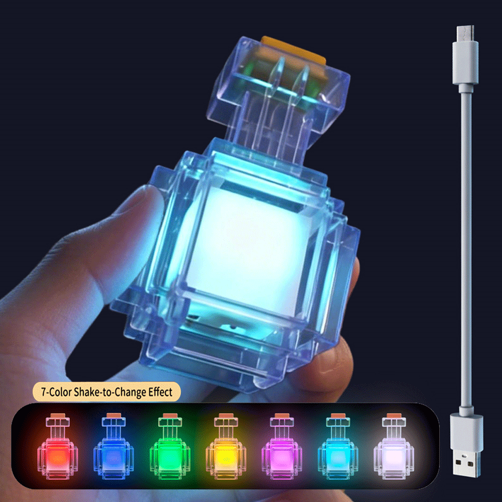 Lámpara Nocturna Recargable de 7 Colores, Diseño de Botella de Medicina Líquida Pixel Wind, Juguete Decorativo para Dormitorio, Regalo para Niños