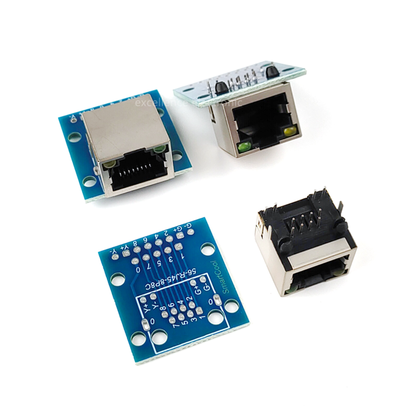 RJ45 พอร์ตเครือข่ายอะแดปเตอร์ทดสอบแนวนอน 8 P คริสตัลซ็อกเก็ตหญิง Circuit Board พร้อมแสง