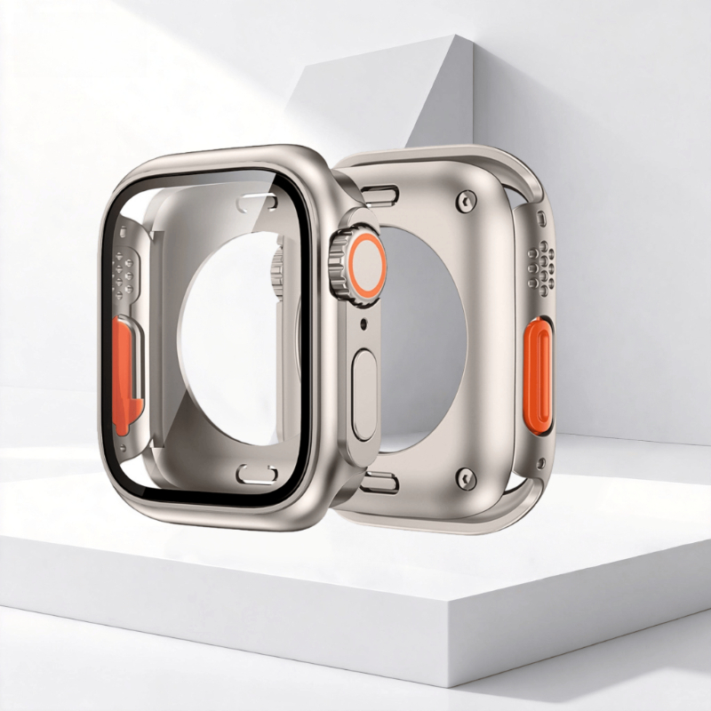 Capa Protetora 360 para Apple Watch 44mm 45mm 41mm 40mm Protetor de Tela de Vidro Temperado para IWatch Series 9 8 7 6 5 4 SE