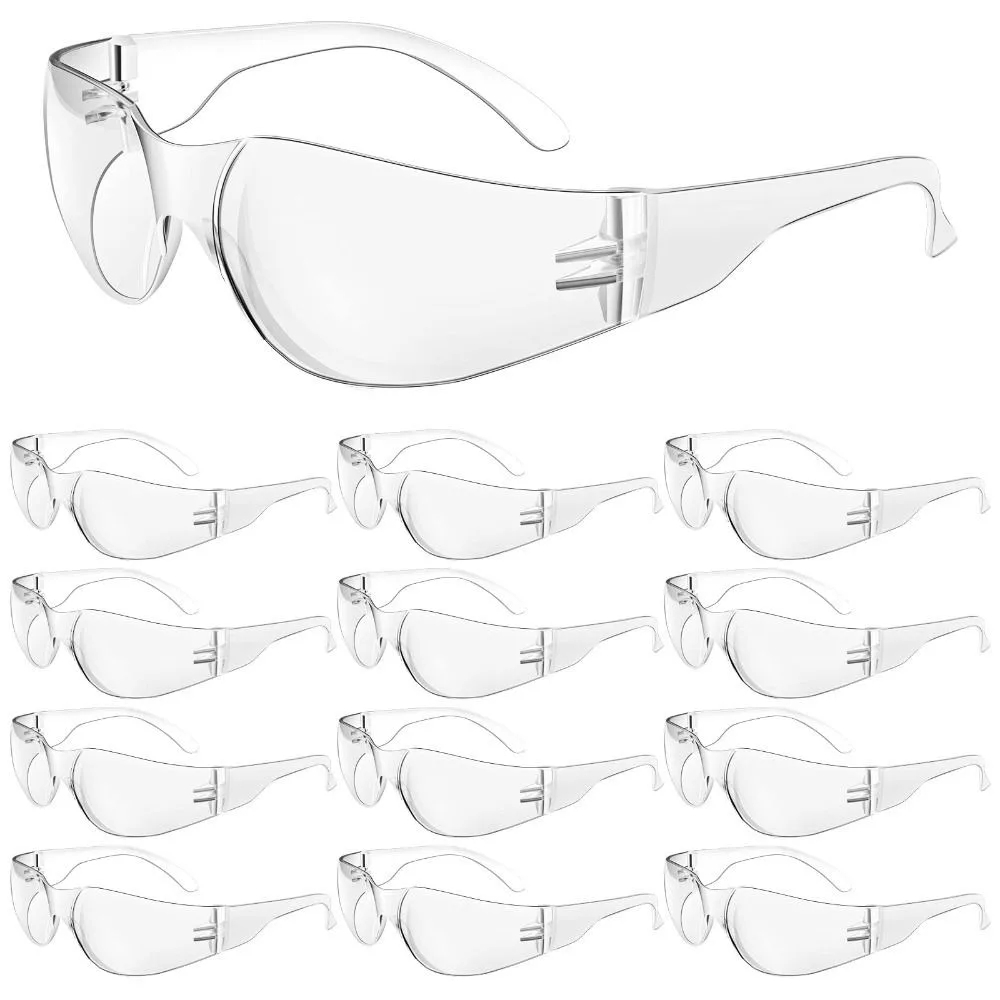 Klare Schutzbrille, Antibeschlag-Schutzbrille fĂŒr MĂ€nner und Frauen, kratzfest, stoĂfest, Augenschwarz, Schutz fĂŒr Arbeitslabor (10 StĂŒck)
