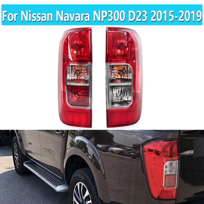 ซ้าย/ขวารถไฟท้ายด้านหลังสีแดงสำหรับ Nissan Navara NP300 D23 2015-2019 LHD ด้านหลังโคมไฟชุดหลอดไฟและสายไฟ