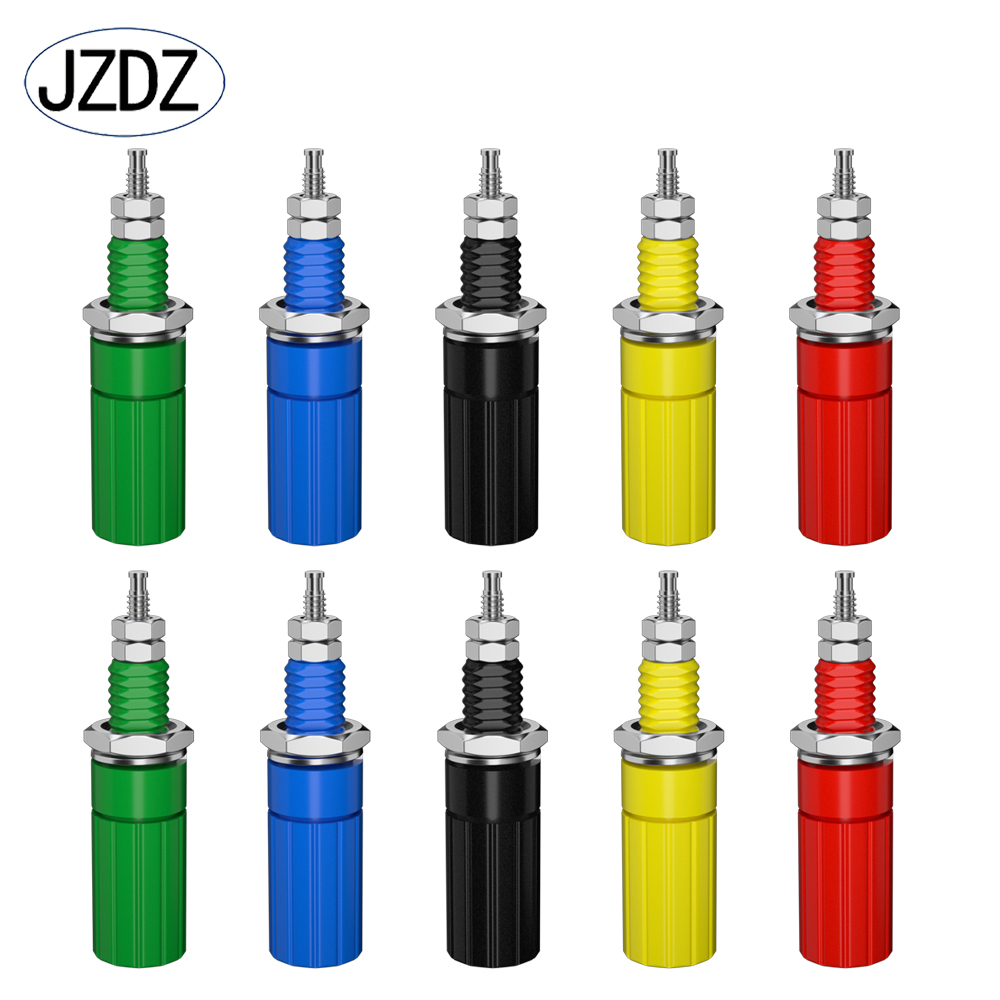 Jzdz 10 peças 4mm tomada banana poste de ligação porca plugue banana conector elétrico terminal peças diy j.50006