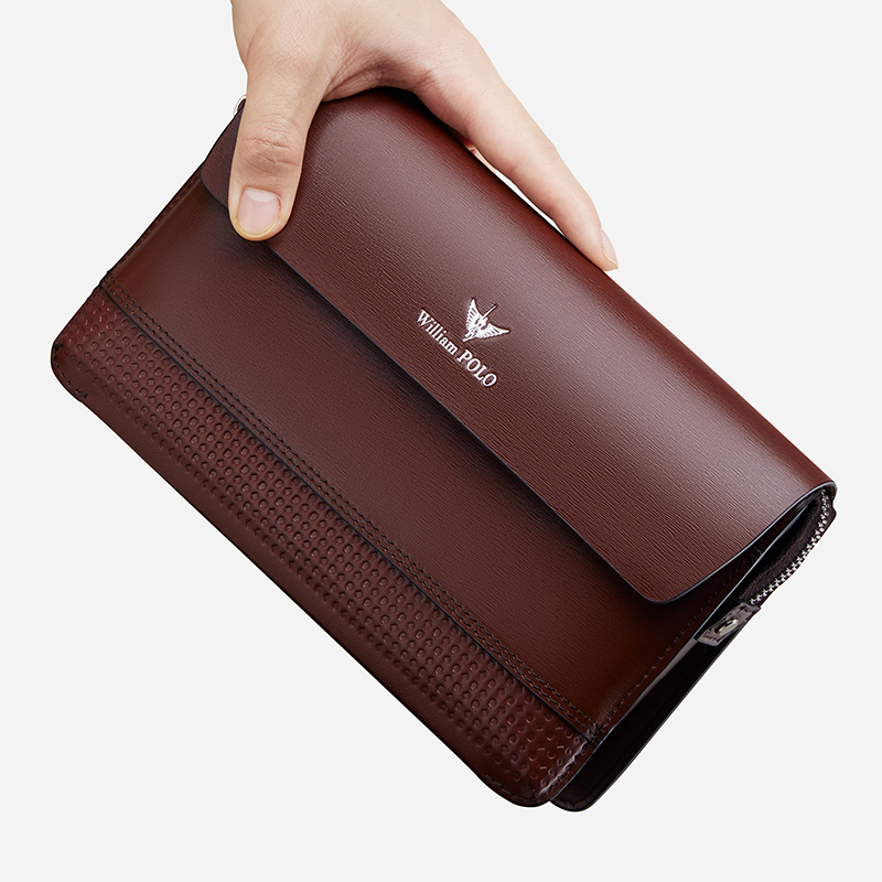 Bolsa portátil masculina de grande capacidade, carteira multifuncional elegante, bolsa personalizada para celular