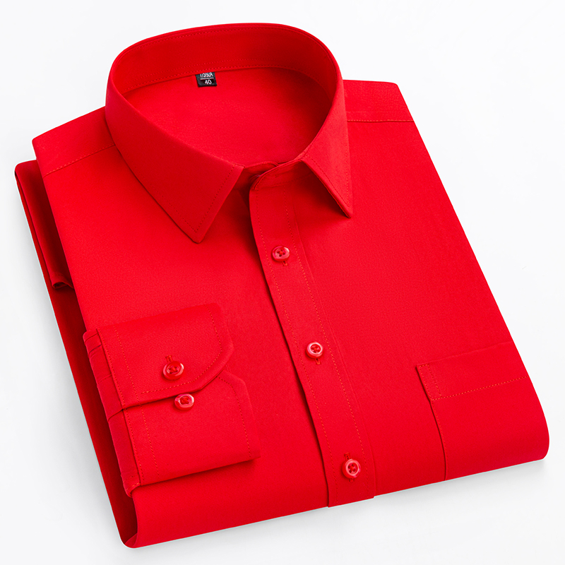 double collor Full shirts for men plus size slim fit formal plain shirt over size office clothes solid long-sleeve business tops