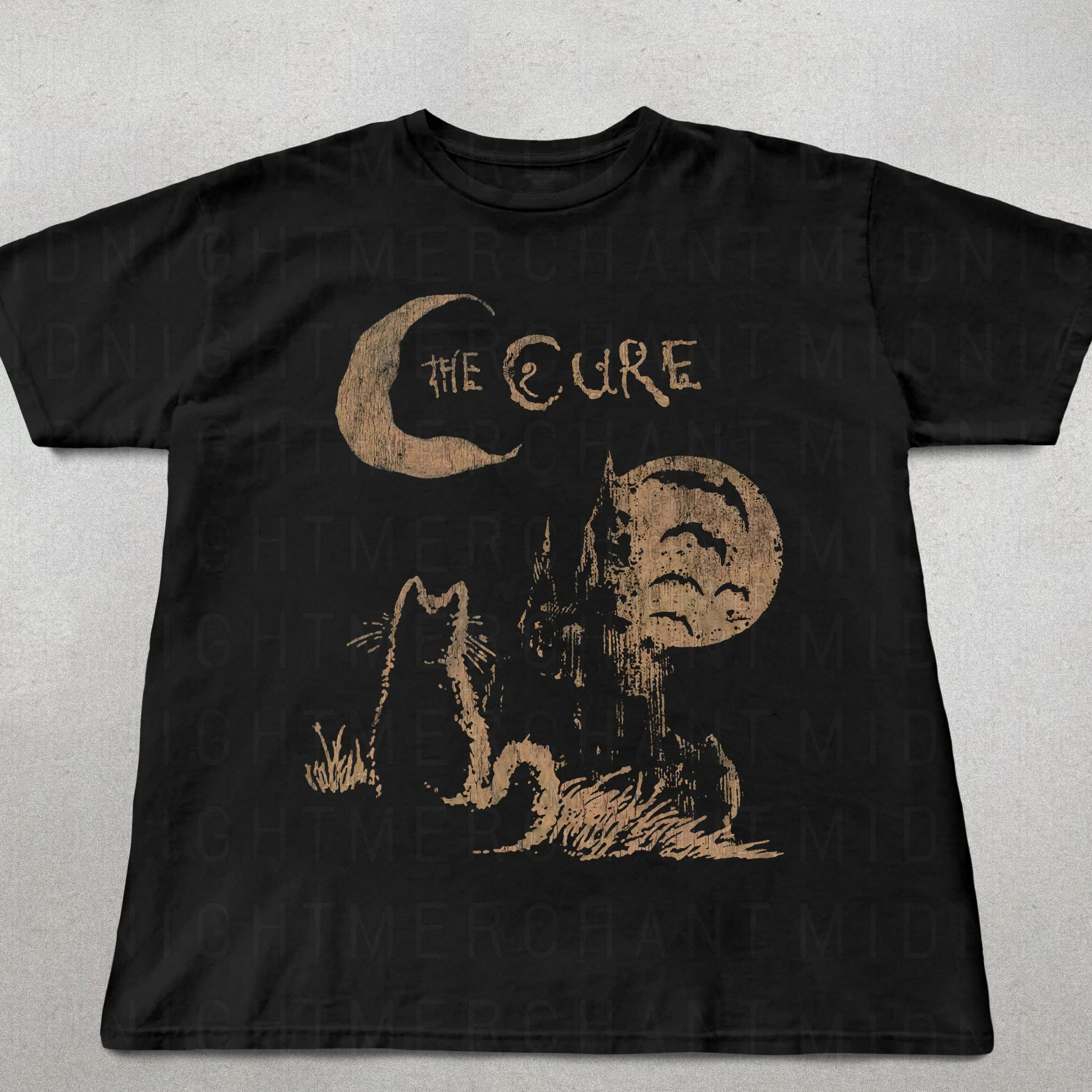 The Cure Cat Tee, anni '90 Alt Indie Rock, camicia unisex, regali per gli amanti dei gatti, regali per i fan della cura, maglietta della band, maglietta da uomo con grafica The Cure