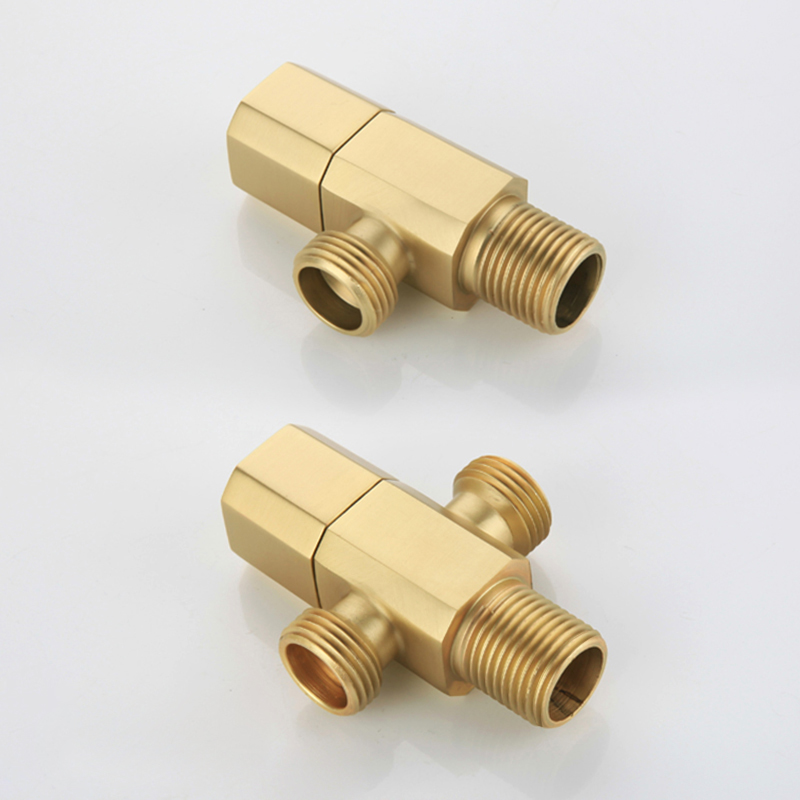 Válvula de interruptor de válvula de ángulo para baño, latón sólido, cromado, negro, dorado, rosa, dorado, cepillado, G1, 2