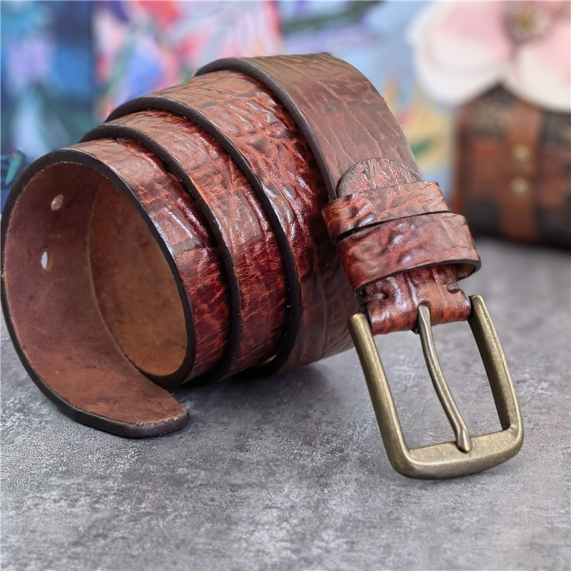 Retro Messing Gesp Top Dikke Mannen Riem Lederen Cowboy Jeans Mannen Riem Brede Ceinture Homme Taille Riem mannelijke MBT0609