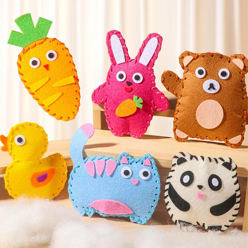 6 ピース/ロット手芸おもちゃフェルトぬいぐるみ人形縫製セット手作りキーホルダー装飾品子供のための教育縫製おもちゃ