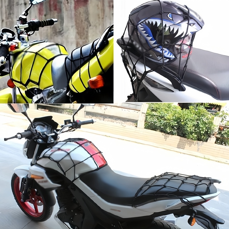 1 porta-bagagens para motocicleta, bolso para rede de capacete, armazenamento portátil, rede para bagagem de carro, prateleira universal, rede de corda, rede para capacete, bicicleta