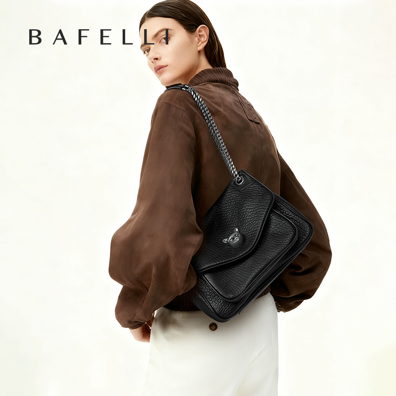 BAFELLI Bolsa Tote Feminina com Correntes, Bolsa Transversal e de Ombro em Couro Macio, Nova Bolsa de Mão de Luxo Chique e Moderna 2026