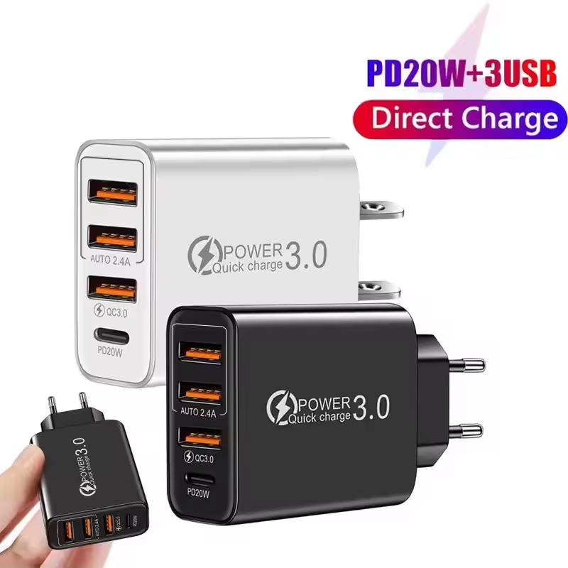 USB Type-C充電器 60W PD急速充電対応 QC3.0 壁掛け電源アダプター 旅行用充電器 iPhone、Xiaomi、Samsung、Huawei対応