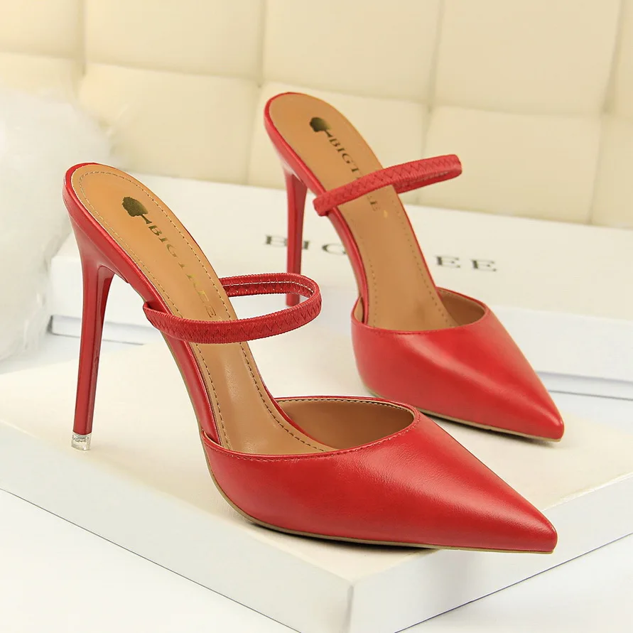 Zapatos de tacón alto de 10,5 cm para mujer, zapatillas de tacón de aguja puntiagudas, sin cordones, Estilo Vintage, para boda