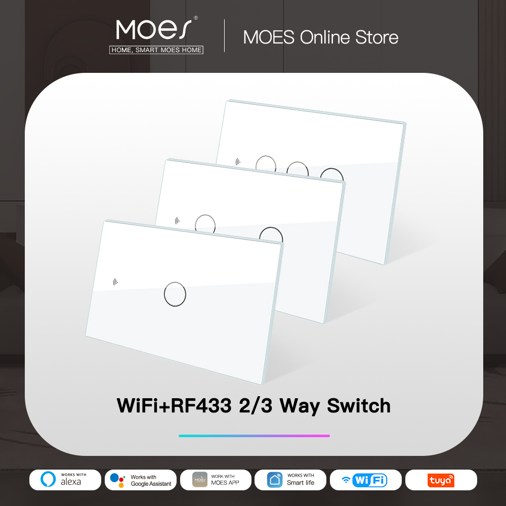 Moes Smart Glass Panel Switch Smart Life/Tuya App Multi-Control-Vereinigung, Sprach steuerung mit Alexa,Google Home,1/2/3/4 Gang