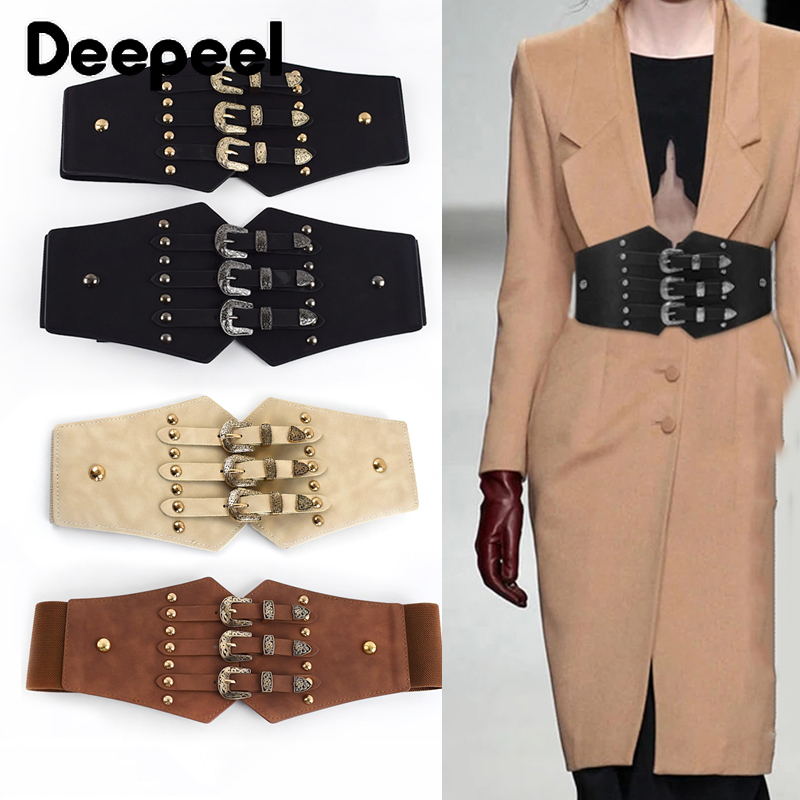 Deepeel 1 шт. 7,5*70 см женские винтажные кожаные пояса с пряжкой модные украшения корсет DIY ремесла роскошный эластичный широкий ремень