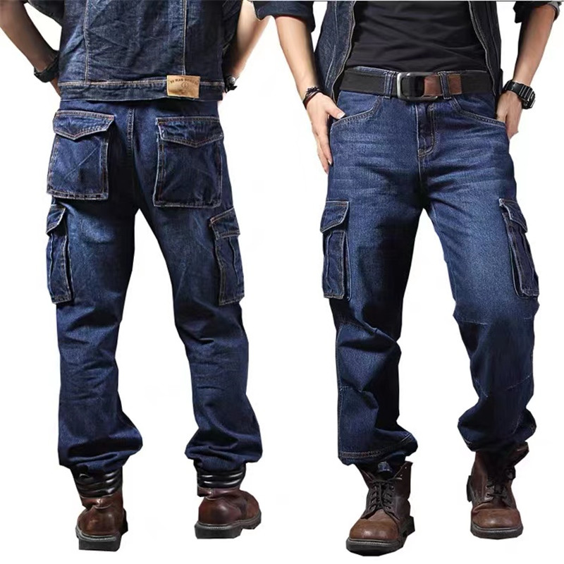 Moruancle Mannen Casual Cargo Jeans Broek Met Multi Zakken Werkkleding Tactische Denim Trouers Outdoor Klimmen Stretch
