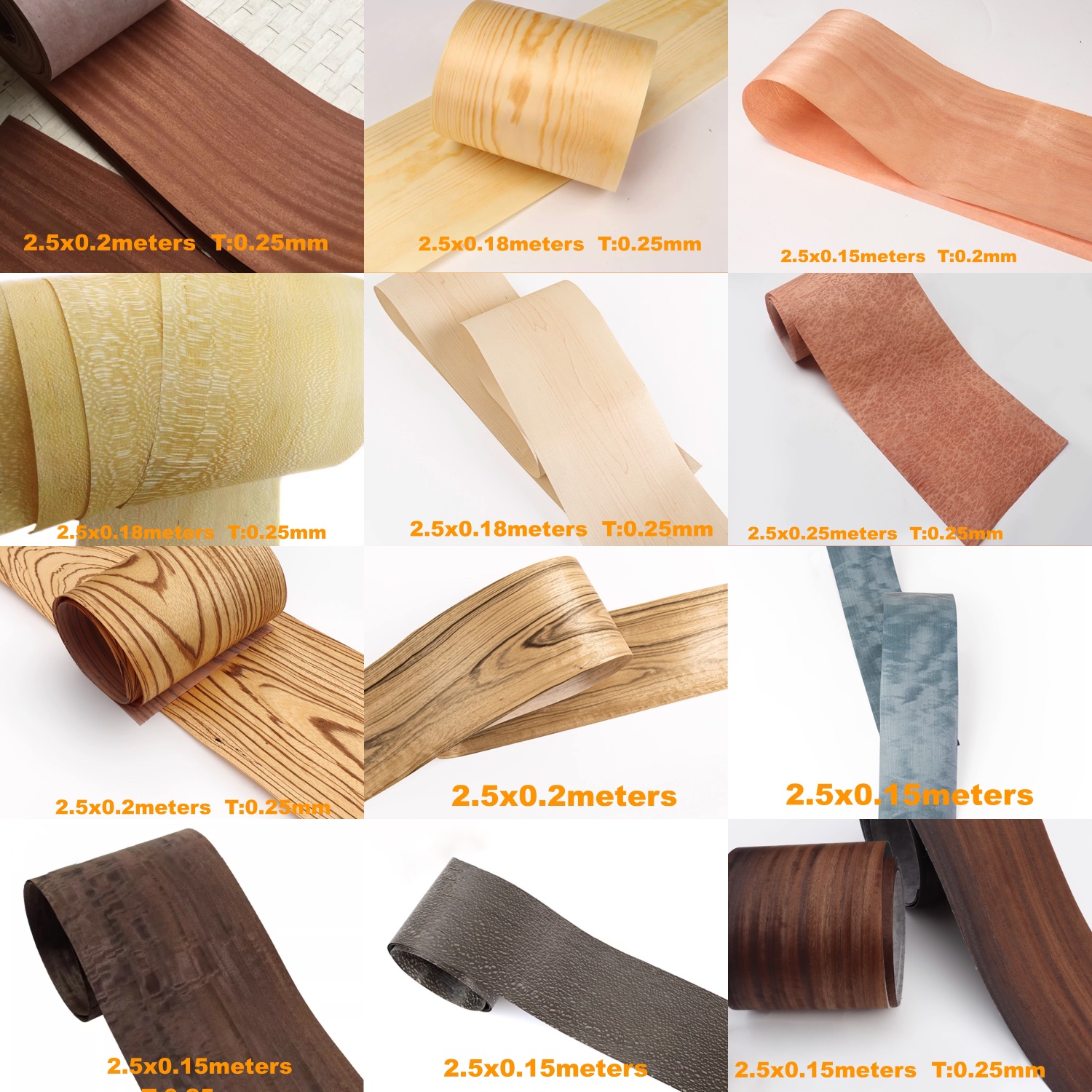 0,2–0,25 mm natürliche, dünne Holzfurnierrolle, weiße Eiche, schwarze Walnuss, Ebenholz, Möbel, dekorative Oberfläche, Plattenverkleidung