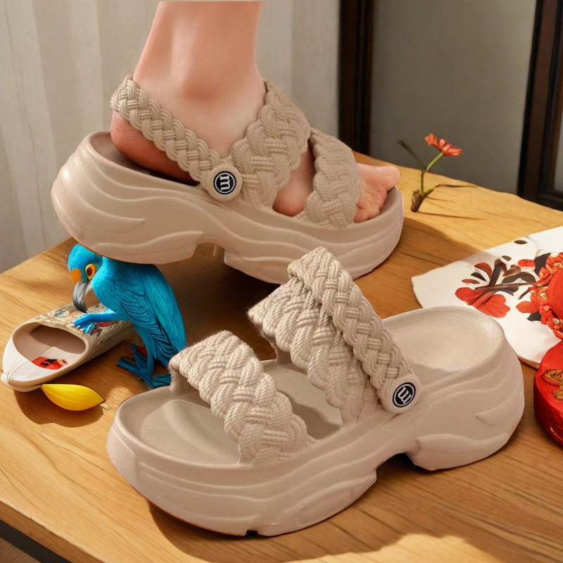 Zapatos de playa informales ligeros antideslizantes cómodos con parte inferior gruesa a la moda de verano para mujer