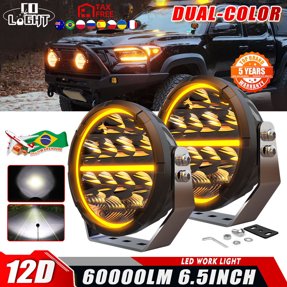 CO LIGHT LED offroad rijverlichting 6,5 inch wit en amber DRL Spot-Flood Combo 60000LM extra werkpods kubussen licht voor 4x4