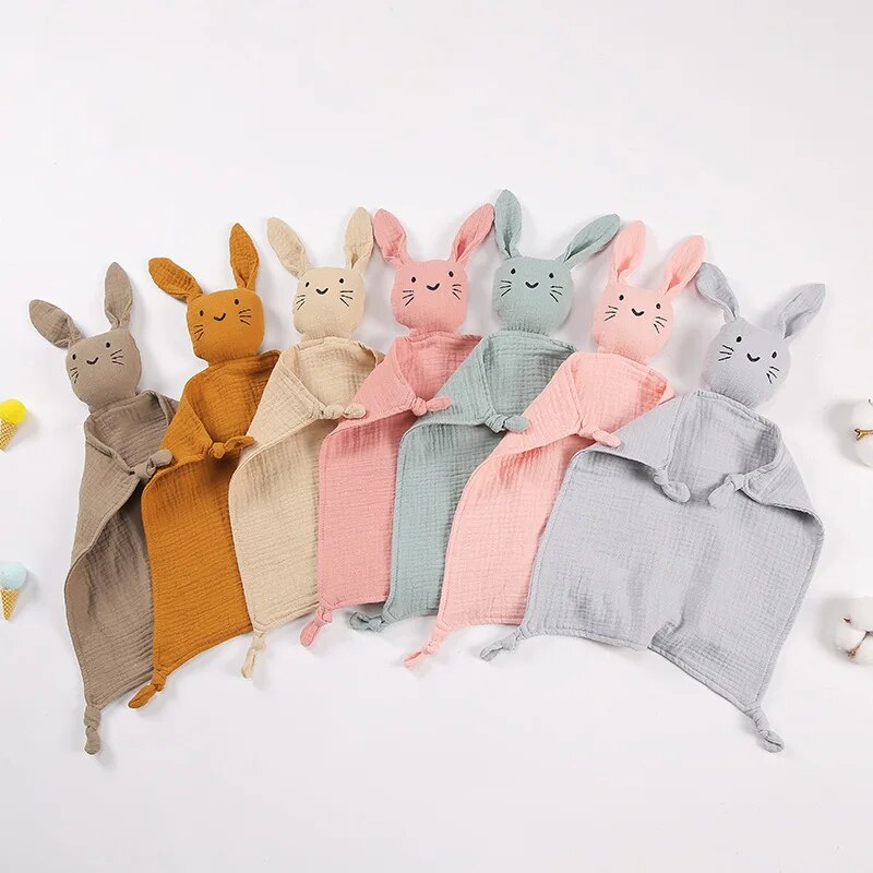 Couverture Double couche en gaze de coton 30x30cm, serviette de salive en chat mignon, serviette apaisante pour dormir, poupée, serviette pour bébé, couverture pour enfants