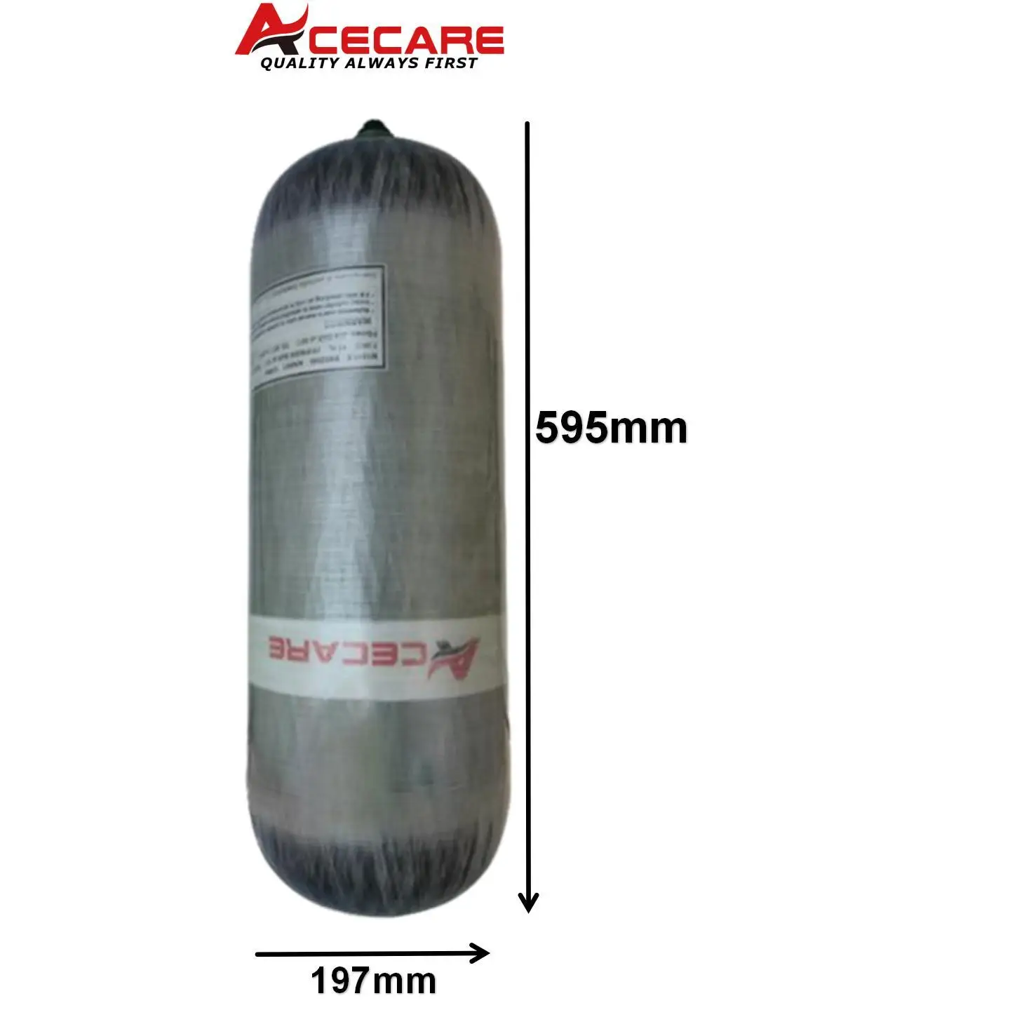 ACECARE 4500PSI 300Bar 30MPA 12L cilindro de fibra de carbono tanque HPA botella de buceo de gran capacidad lucha contra incendios buceo M18 * 1,5