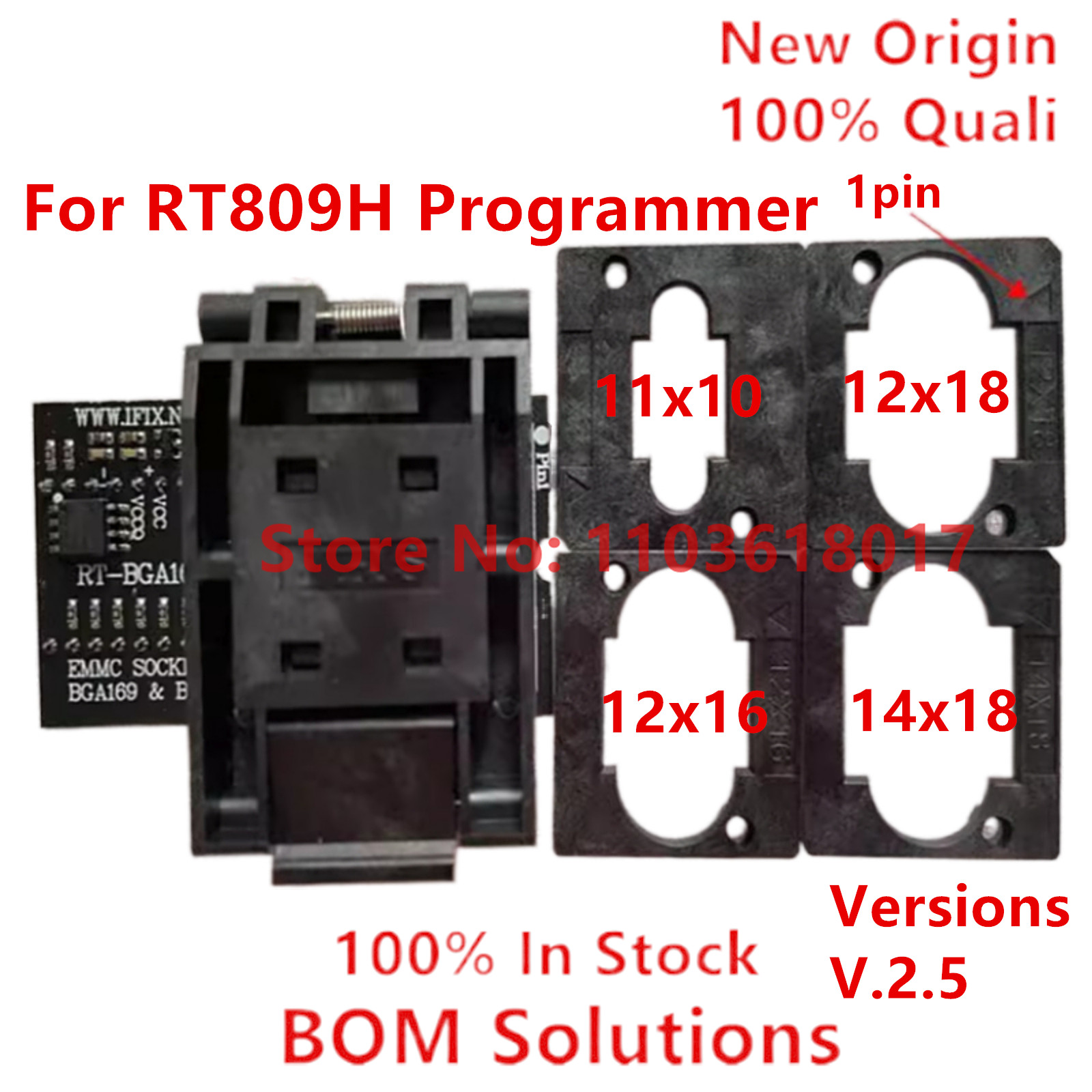 Oryginalny adapter EMMC RT-BGA169-01 BGA169 / BGA153 V2.5 z 4 szt. obudów BGA do programatora RT809H i kalkulatora.