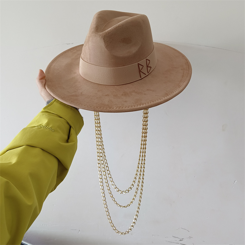 Kapelusz Fedora Punk Łańcuszek z Pereł DIY Różowo-Czerwony Pasuje do Różnych Kapeluszy Personalizowany Kapelusz Punk Gorras para hombres dla Kobiet i Mężczyzn Litery