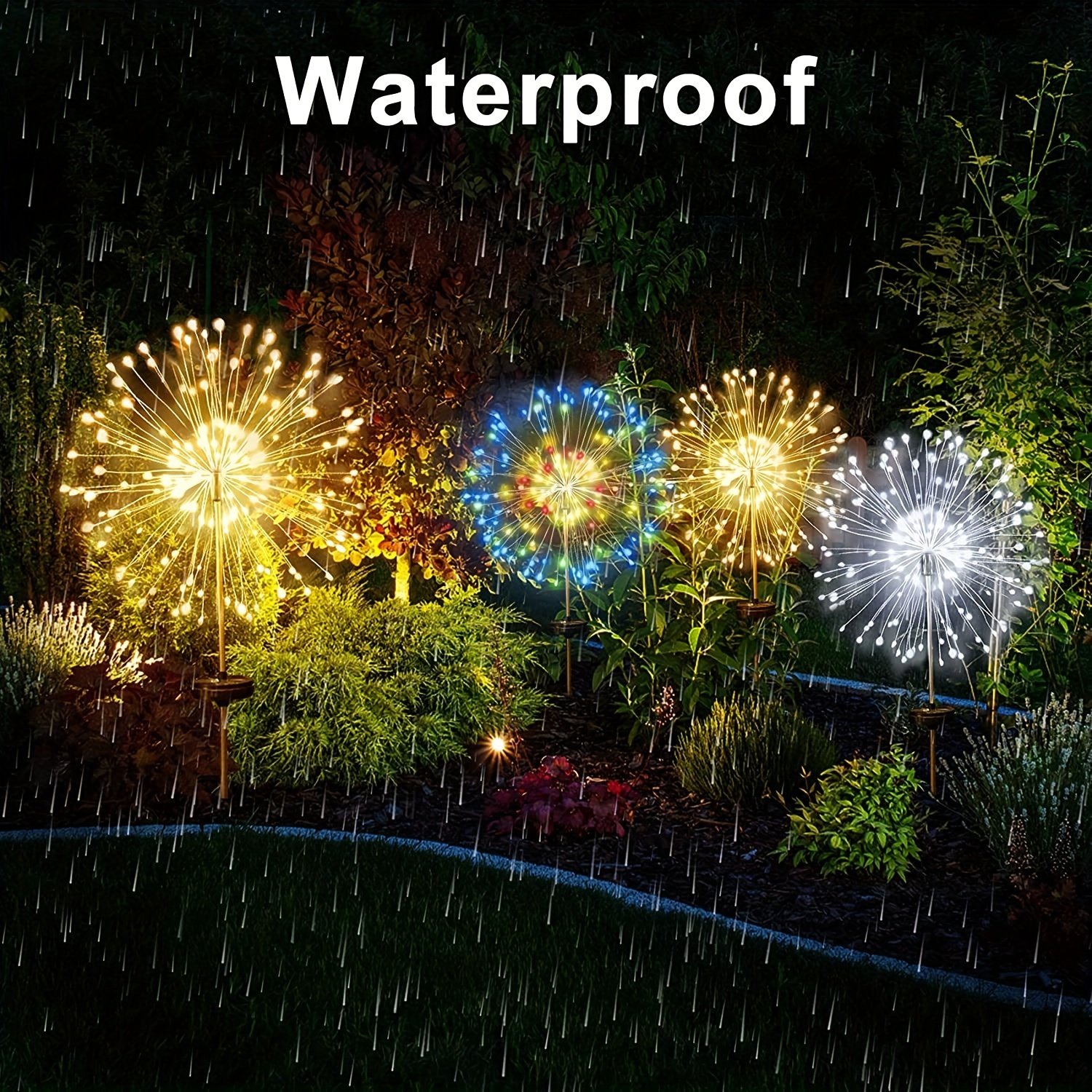 1 paquete de luz Solar de fuegos artificiales para exteriores, luces solares impermeables IP65 para flores de jardín con 8 modos de iluminación para iluminación exterior